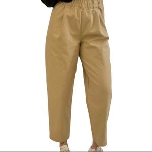 ELIZABETH SUZANN Andy 100% Cotton Canvas Khaki Tan Cropped Pants Small-Short